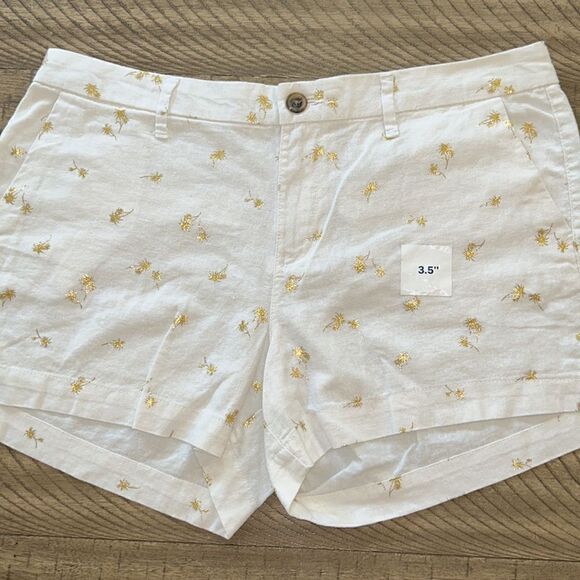 Chic & Polished 🏝️Gold Embossed Palm Tree 🌴 Cotton Shorts 🩳 🌴 2 Pockets - Picture 5 of 17